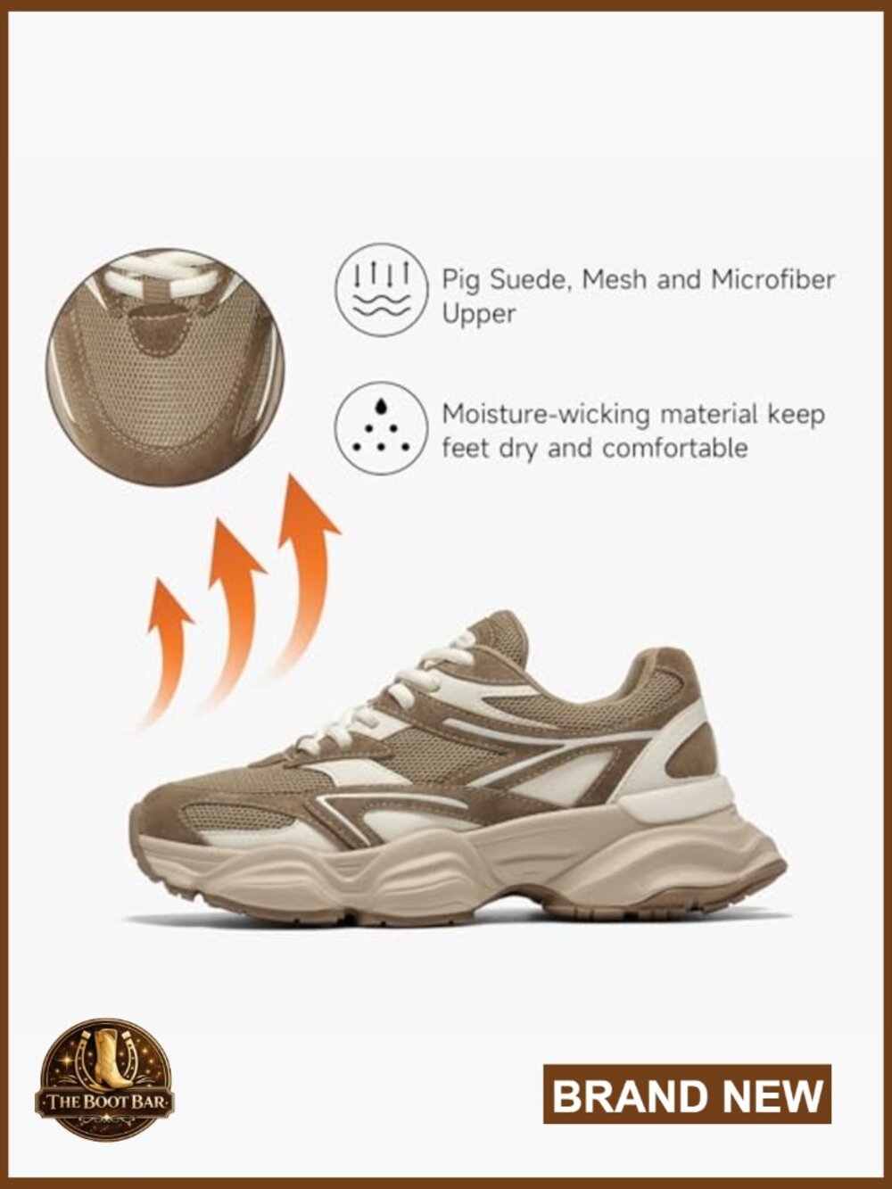 Chunky Platform Sneakers, Suede Mesh Walking Shoes, Non-Slip Lace Up - Picture 4 of 7